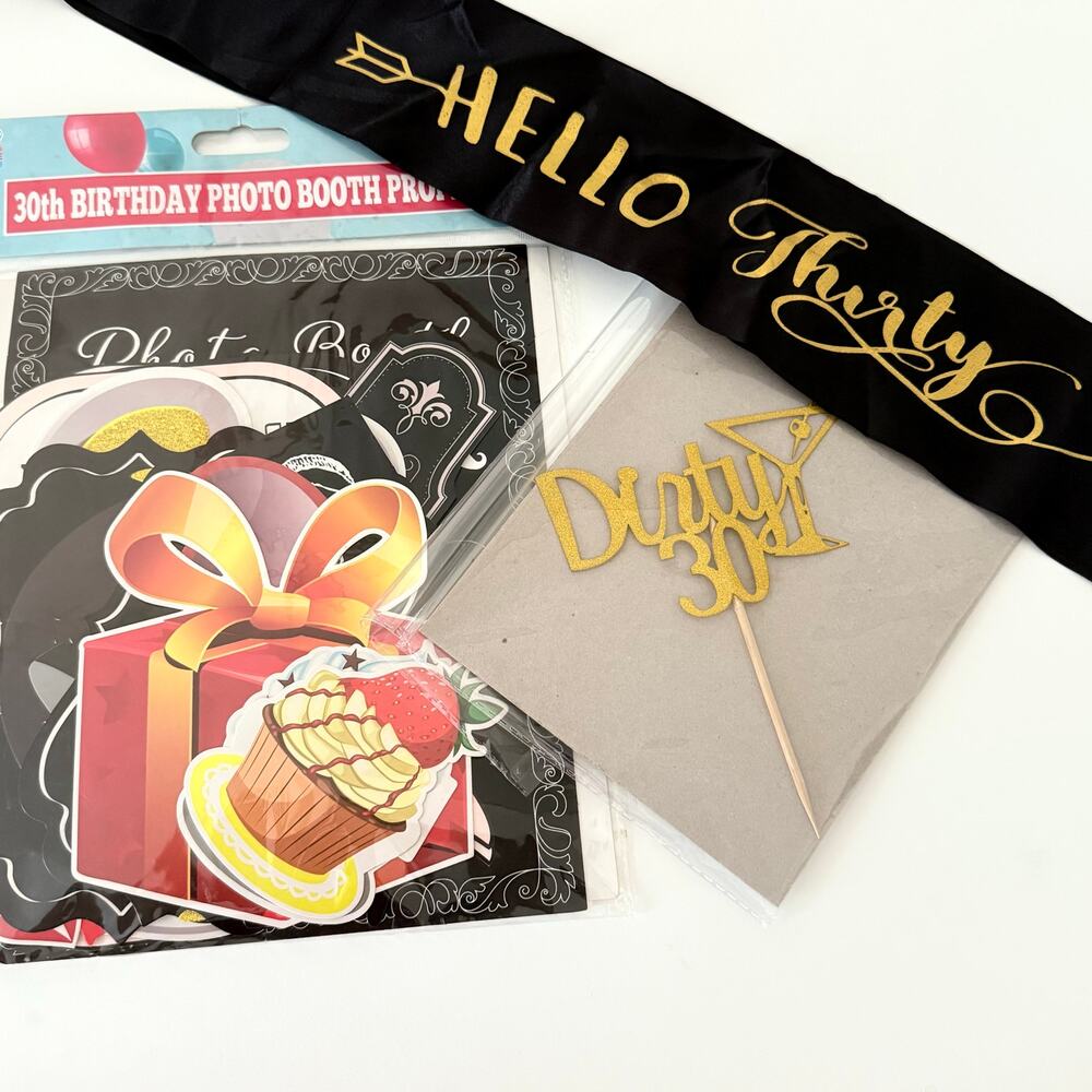 Dirty 30 Birthday Party Set Sash Cake Topper Props 1920s Roaring 20s Gatsby